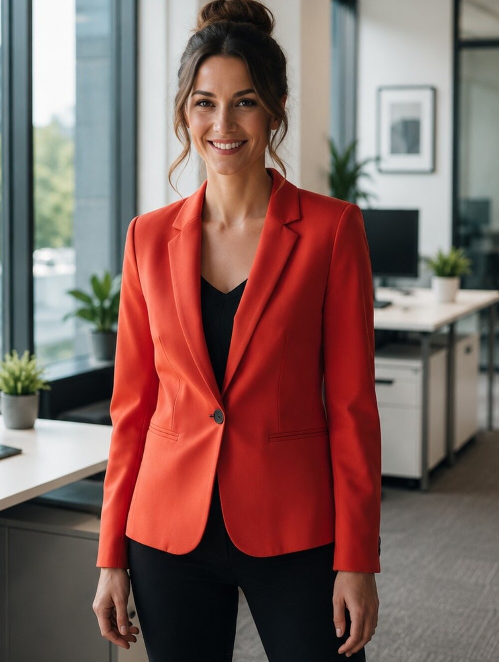 Worthington Orange/Red one button Blazer Jacket